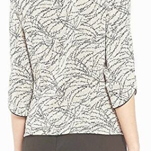 Alex Evenings Women's Plus Size Printed Mandarin Neck Twinset Tank Top and Jacket, White/Black, 1X