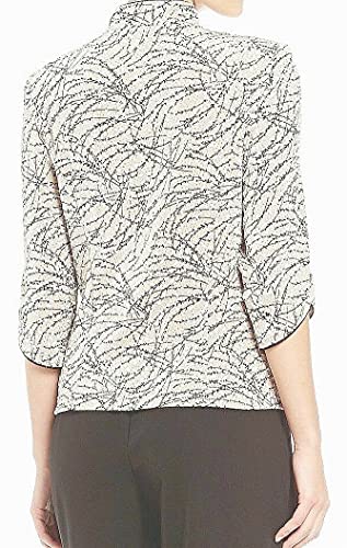 Alex Evenings Women's Plus Size Printed Mandarin Neck Twinset Tank Top and Jacket, White/Black, 1X