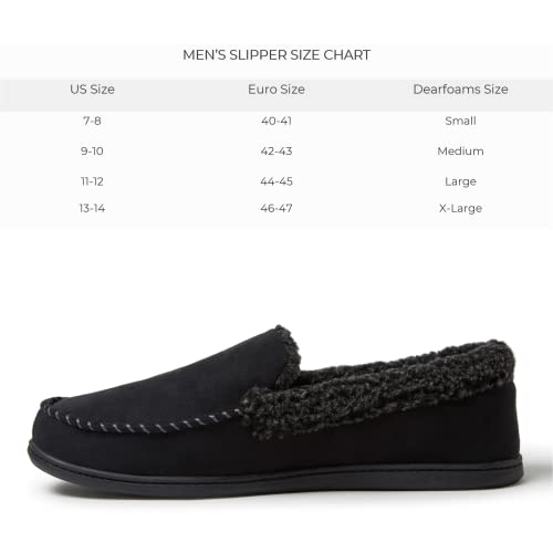 Dearfoams Men's Eli Microsuede Moccasin Slipper, Black, Medium, 80306