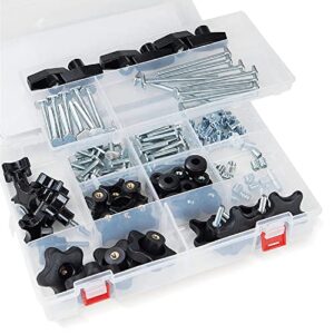 powertec 71127 jig and fixture t-track hardware kit w/knobs and 1/4"-20 threads | 128 piece set