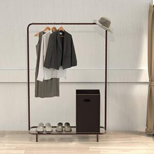 Simple Houseware Clothing Rack with Industrial Pipe and Bottom Shelves, Bronze