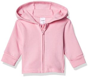 hanes, zippin soft 4-way stretch fleece hoodie, babies and toddlers, precious pink/pink freeze, 18-24 months