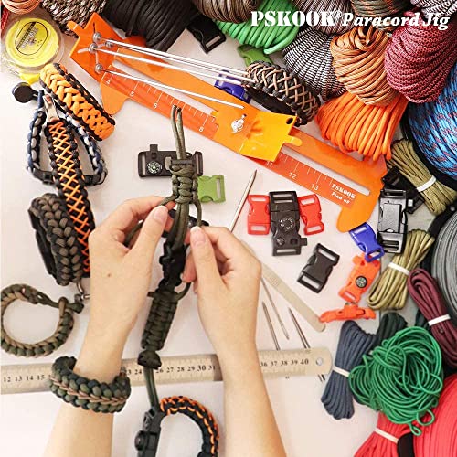 PSKOOK Paracord Bracelet Jig Kit, Paracord Tool Kit Adjustable Length Weaving DIY Craft Maker Tool (Army Green)