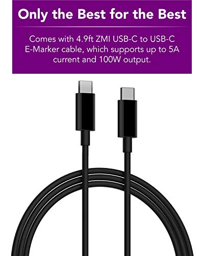 ZMI zPower Turbo 65W USB-C PD Laptop Charger Power Adapter Compatible with Laptops Chargeable via USB-C (Not Compatible with Legacy Models with Barrel Charging Ports) - Black