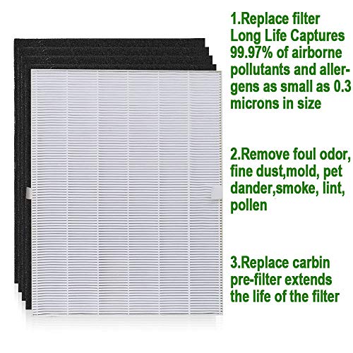 HIFROM Replacement True HEPA Filter with Plus 4 Carbon Filter 115115 Size 21 Compatible with Winix PlasmaWave air purifier 5300 6300 WAC5300 WAC5500 WAC6300- Filter A