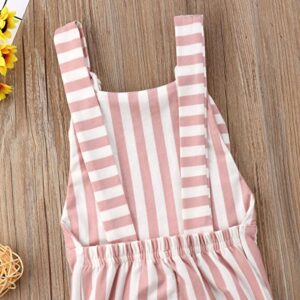 Toddler Baby Girl Stripes Bell-Bottom Jumpsuit Romper Overalls Long Pants Outfits (4-5 Years, Brown Pink)