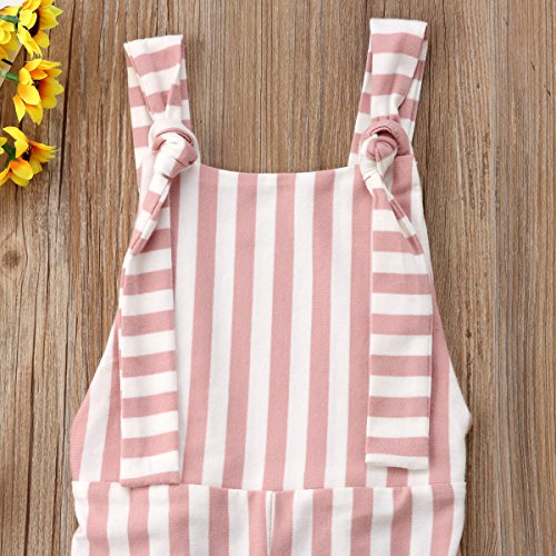 Toddler Baby Girl Stripes Bell-Bottom Jumpsuit Romper Overalls Long Pants Outfits (4-5 Years, Brown Pink)