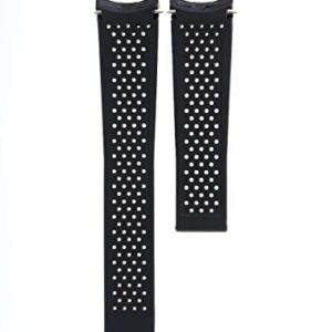 Ewatchparts 22MM RUBBER STRAP BAND COMPATIBLE WITH TAG HEUER CARRERA MONACO PERFORATED WATCH BLACK