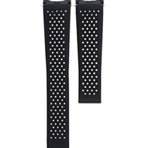 Ewatchparts 22MM RUBBER STRAP BAND COMPATIBLE WITH TAG HEUER CARRERA MONACO PERFORATED WATCH BLACK