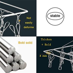 whatUneed Laundry Clothesline Hanging Rack，Stainless Steel Drying Clothes Hanger ，Multiple Function Windproof Pegs Hook for Drying/Socks/Underwear/Clothes/Towels (30 Clips)