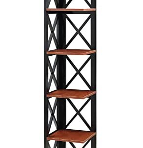 Convenience Concepts Oxford 5 Tier Corner Bookcase, Cherry / Black