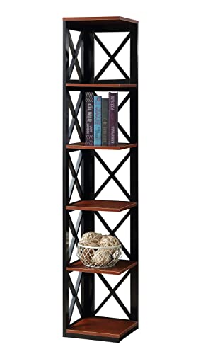 Convenience Concepts Oxford 5 Tier Corner Bookcase, Cherry / Black