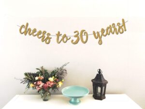 cheers to 30 years banner - premium gold glitter cardstock paper - larger text for better visibility - perfect decoration for 30th birthday party celebration