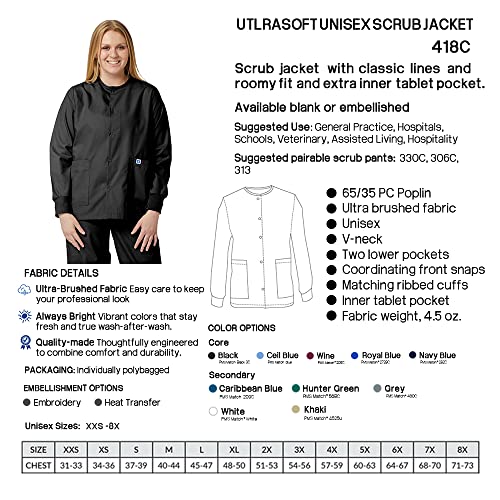 SPECTRUM UNIFORMS Scrub Jackets Doctor Lab Coat -Crew Neck Tops Unisex Soft Fabric Ideal | Medical Professionals, Hospital and Lab Work Wear Black