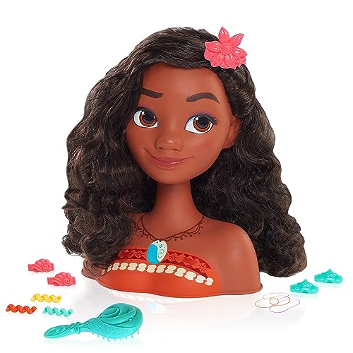 Disney Princess Moana Stying Head, 14-pieces, Officially Licensed Kids Toys for Ages 3 Up by Just Play