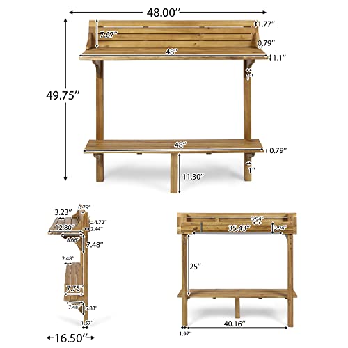 Christopher Knight Home Caribbean Outdoor Acacia Wood Balcony Bar Table, Natural Stained