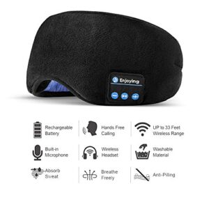 Voerou Sleep Headphones 5.2 Bluetooth Sleep Mask with Music and Ultra Thin Speakers Perfect for Sleeping, Air Travel,Meditation and Relaxation，Unique Gifts for Men Women - Black