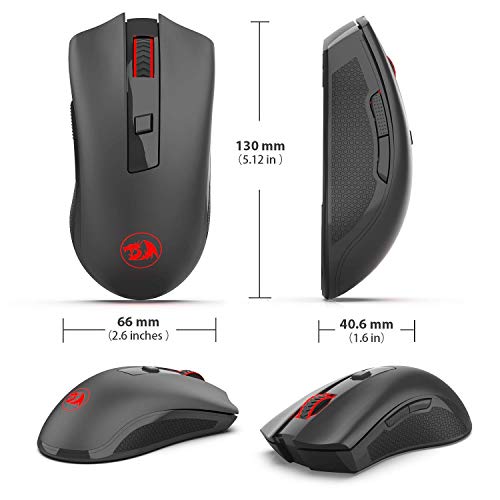 Redragon M652 Optical 2.4G Wireless Mouse with USB Receiver, Portable Gaming & Office Mice, 5 Adjustable DPI Levels, 6 Buttons for Desktop, MacBook, Notebook, PC, Laptop, Computer