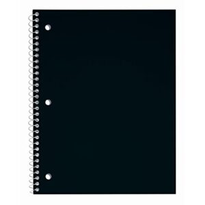 just basics® poly spiral notebook, 8 1/2" x 10 1/2", wide ruled, 140 pages (70 sheets), black