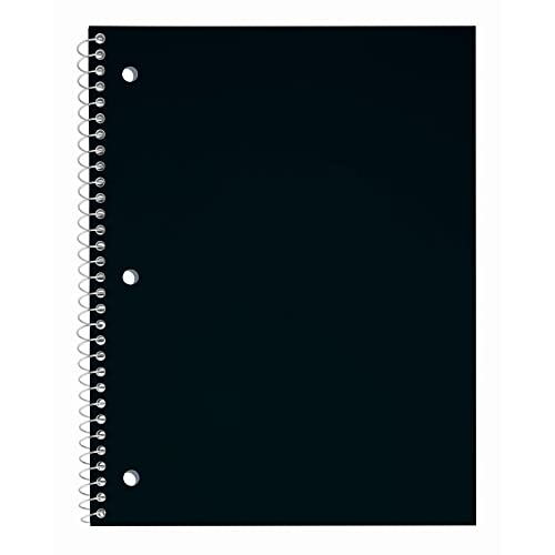 Just Basics® Poly Spiral Notebook, 8 1/2" x 10 1/2", Wide Ruled, 140 Pages (70 Sheets), Black