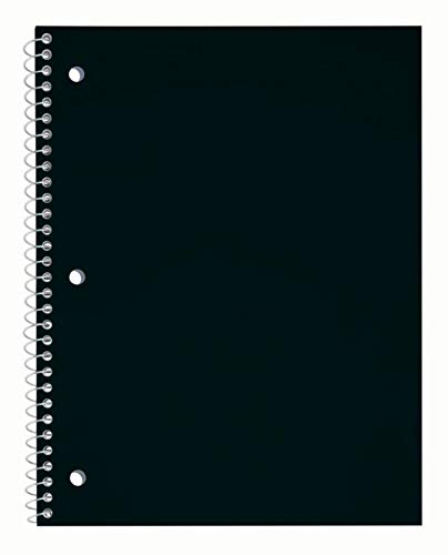 Just Basics® Poly Spiral Notebook, 8 1/2" x 10 1/2", Wide Ruled, 140 Pages (70 Sheets), Black