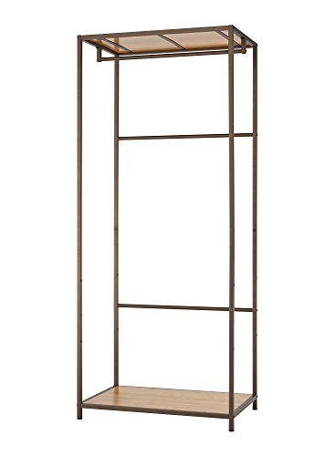TRINITY Garment Rack with Bamboo Shelves for Clothing Storage, Closet Organization for Home, Apartment, Bedroom, Dorm Room and More, Modular Design, Bronze Poles, 30” W x 20” D x 72” H