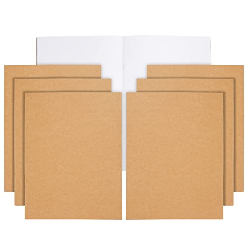 6 Pack Large Notebooks for Kids, Bulk Sketchbook 8.5x11 In, Kraft Paper Journal Set for Students, Travelers, Office (Blank Inside)