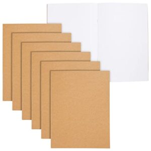 6 Pack Large Notebooks for Kids, Bulk Sketchbook 8.5x11 In, Kraft Paper Journal Set for Students, Travelers, Office (Blank Inside)