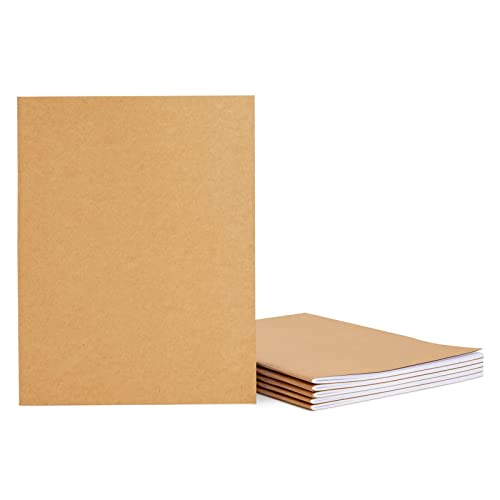 6 Pack Large Notebooks for Kids, Bulk Sketchbook 8.5x11 In, Kraft Paper Journal Set for Students, Travelers, Office (Blank Inside)