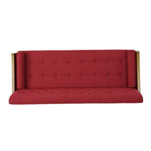 GDFStudio Christopher Knight Home Aidan Mid Century Modern Tufted Fabric Sofa, Red