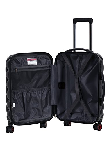 Rockland Quilt Hardside Expandable Spinner Wheel Luggage, Black, 3-Piece Set (20/24/28)