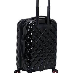 Rockland Quilt Hardside Expandable Spinner Wheel Luggage, Black, 3-Piece Set (20/24/28)