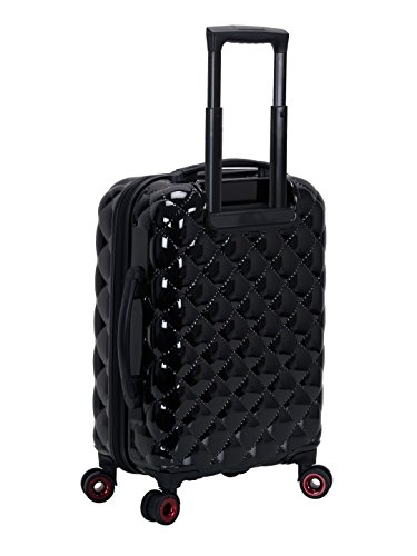 Rockland Quilt Hardside Expandable Spinner Wheel Luggage, Black, 3-Piece Set (20/24/28)