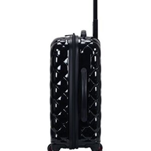 Rockland Quilt Hardside Expandable Spinner Wheel Luggage, Black, 3-Piece Set (20/24/28)