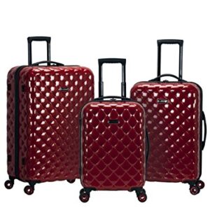 Rockland Quilt Hardside Expandable Spinner Wheel Luggage, Red, 3-Piece Set (20/24/28)