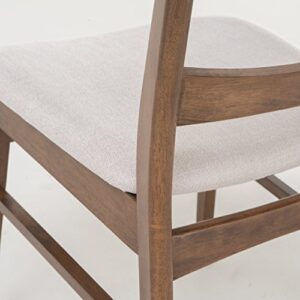 Christopher Knight Home Idalia Dining Chairs, 2-Pcs Set, Rubber Wood, Light Beige / Walnut Finish