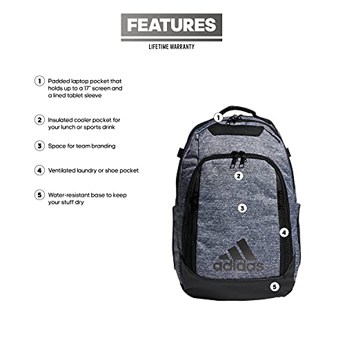 adidas 5-Star Team Backpack, Jersey Onix Grey, One Size