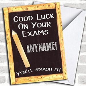 chalkboard style good luck exams personalized good luck greetings card