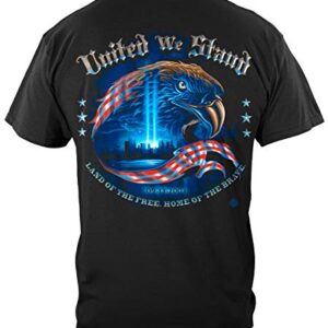 Patriotic United We Stand American Flag Marine Corps US Army Air Force US Navy Military 100% Cotton T Shirt Black ADD46-FF2067XXL XX-Large