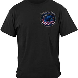 Patriotic United We Stand American Flag Marine Corps US Army Air Force US Navy Military 100% Cotton T Shirt Black ADD46-FF2067XXL XX-Large