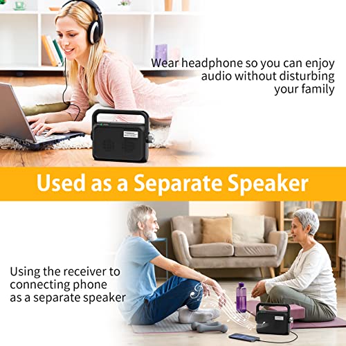 Tosima TV-6000 Wireless TV Speakers Hearing Assistance-Portable TV Soundbox,TV Sound Amplifier,Audio Hearing Devices,2.4G 100Feet Full Range Stereo Sound Box with Headset Jack Applicable