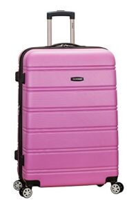 rockland melbourne hardside expandable spinner wheel luggage, pink, checked-large 28-inch