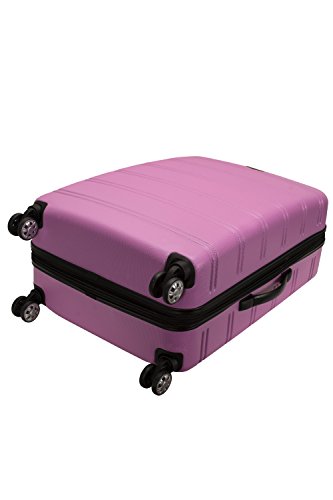 Rockland Melbourne Hardside Expandable Spinner Wheel Luggage, Pink, Checked-Large 28-Inch