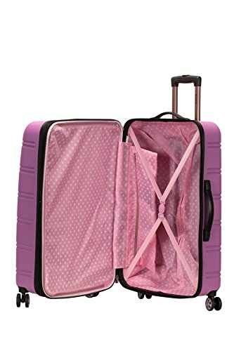 Rockland Melbourne Hardside Expandable Spinner Wheel Luggage, Pink, Checked-Large 28-Inch