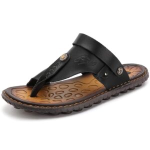 ohchsh sandals for mens leather slippers boy slip on sandles flip flops thong us size 8