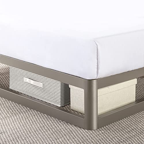 Mellow 9" Metal Platform Bed Frame w/Heavy Duty Steel Slat Mattress Foundation (No Box Spring Needed), Queen, Grey