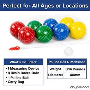 Play Platoon 90 mm Bocce Ball Set with 8 Premium Balls, Pallino, Carry Bag & Measuring Rope