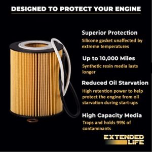 PG8161EX Extended Life Oil Filter up to 10,000 Miles | Fits 2023-13 various models of Volkswagen, Audi, Porsche, Seat