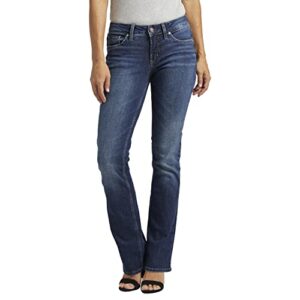 silver jeans co. women's suki mid rise curvy fit slim bootcut jeans, vintage dark wash, 32w x 31l