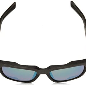 Costa Del Mar Men's Pescador Polarized Rectangular Sunglasses, Net Grey/Blue Rubber/Green Mirrored Polarized-580G, 55 mm